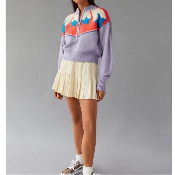 Urban Outfitters BDG Sweater Jesse Half Zip Purple Medium NWT - Picture 2 of 12